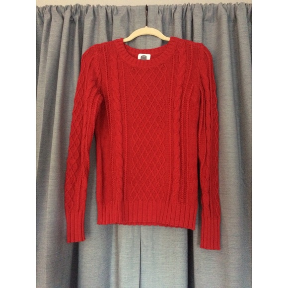 NWOT Old Navy red cable knit sweater - Picture 2 of 3